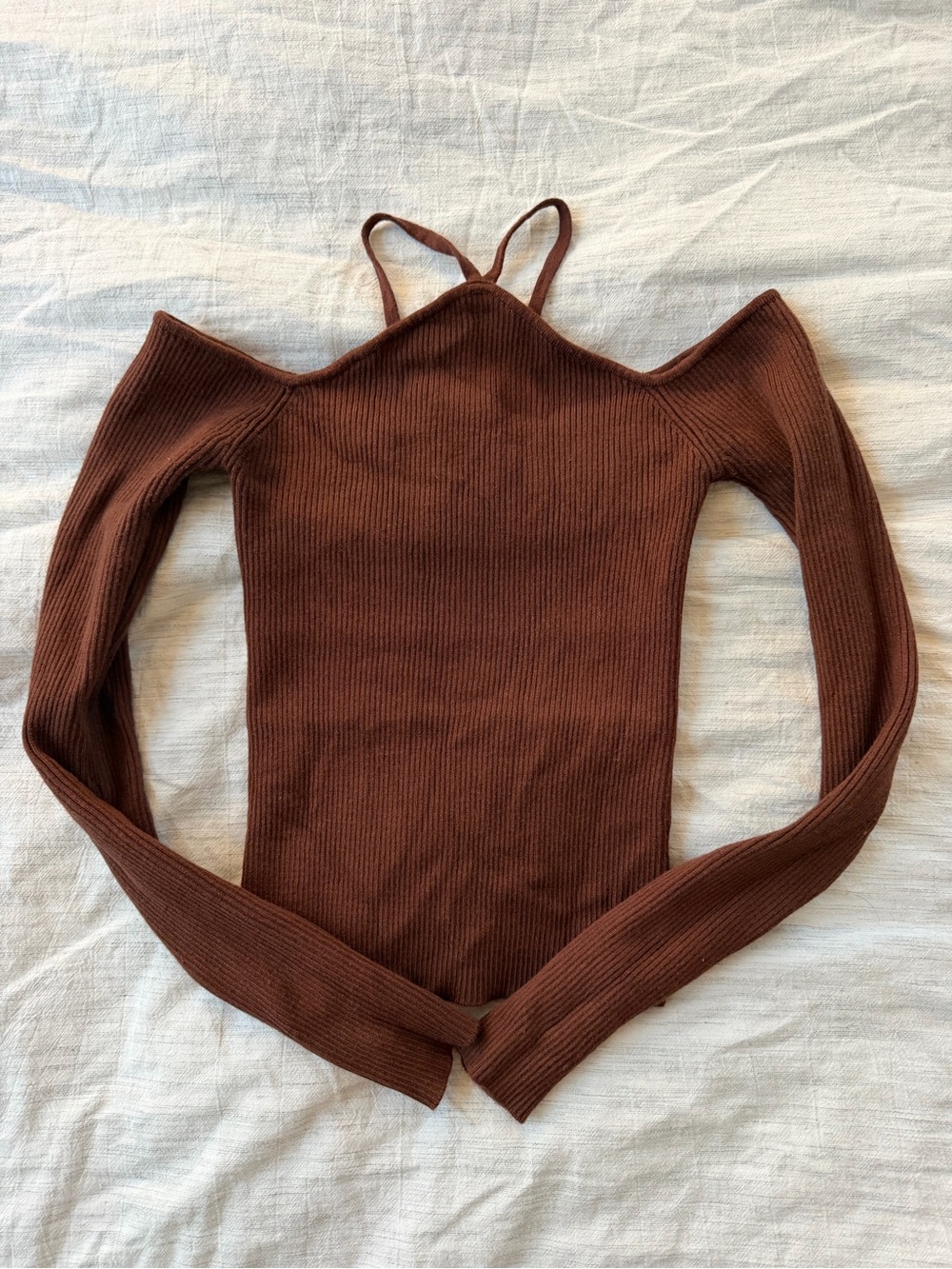 DISSH Ribbed Double-Strap Top in Deep Chocolate
